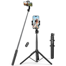 Selfie Stick Telescopic sticks for your phone with a bluetooth stand and remote 1.5m black