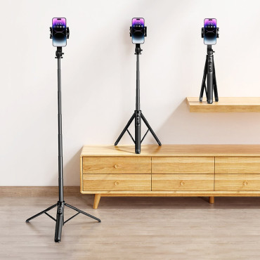 Selfie Stick teleskopske palice za vaš telefon z Bluetooth stojalo in daljinsko 1.5m Črna