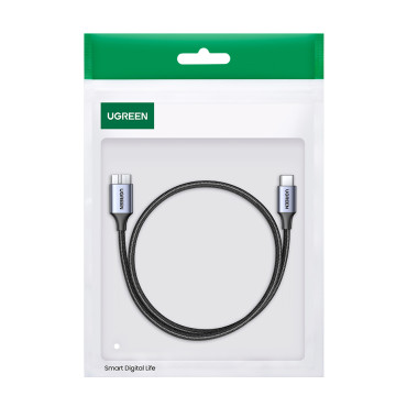 Kabel SSD-kabel SSD USB-C - Micro USB-B 3,0 5GB / s 3A 1M Grå