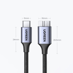 Kabel SSD-kabel SSD USB-C - Micro USB-B 3,0 5GB / s 3A 1M Grå