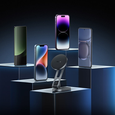 Magnetinio automobilio laikiklis telefone ant T-Space kabinos sidabro