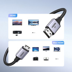 Kábel Mini HDMI adapter kábel - HDMI 8K 2m szürke