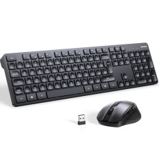 Bezvadu peles un datoru tastatūra 2.4GHz Black