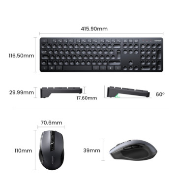 Bezvadu peles un datoru tastatūra 2.4GHz Black