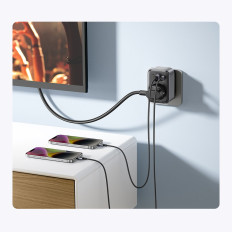 2IN1 Caricabatterie di rete UE AC 13A 2X USB USB-C 30W Spina UE