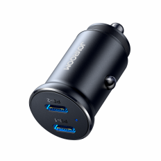 Mini carregador de carro para 30W 2X Cigarro Isqueiro 2x Metal USB-C Preto