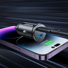 Mini carregador de carro para 30W 2X Cigarro Isqueiro 2x Metal USB-C Preto