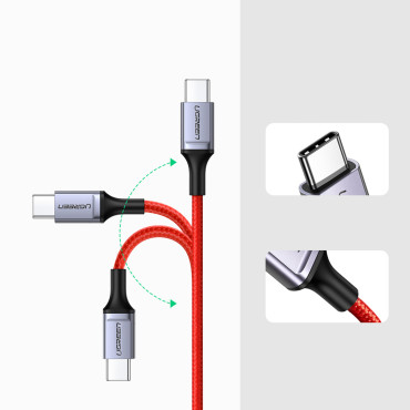 Kabelio kabelis USB-C lizdas - USB-C 2.0 3A raudona