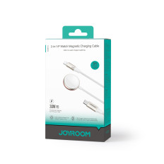 2In1 Lightning Cable för iPhone och induktionsladdare för Apple Titta på USB-C 1.5m Vit