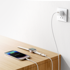 2In1 Lightning Cable för iPhone och induktionsladdare för Apple Titta på USB-C 1.5m Vit