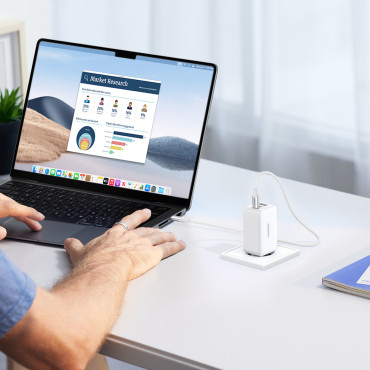 Γρήγορη GAN 65W USB-A / 2X MEALLIC WEALIC NETWORK WETALL