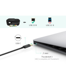 Kabeļu vads USB-C faksa printerim - USB-B 1m melns