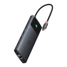 10W1 HUB USB-C Adapter för USB-C PD / 3X USB-A / 2X HDMI / RJ-45 / SD / TF Svart