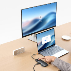 10W1 HUB USB-C Adapter för USB-C PD / 3X USB-A / 2X HDMI / RJ-45 / SD / TF Svart