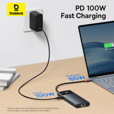 10W1 HUB USB-C Adapter för USB-C PD / 3X USB-A / 2X HDMI / RJ-45 / SD / TF Svart