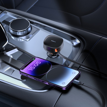 Carregador de carros com calma enrolado para iPhone Relâmpago USB-C 60W