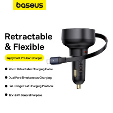 Carregador de carros com calma enrolado para iPhone Relâmpago USB-C 60W