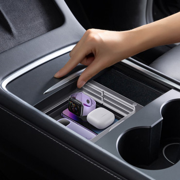 Organizador T-Space Gaveta para Tesla Modelo 3 / Y console cinza médio