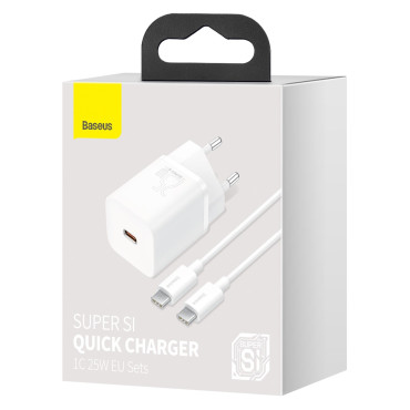 Hitro 4W 3A Omrežni polnilnik z USB-C 1M beli kabel