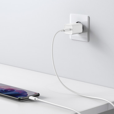 Ātra 4W 3A tīkla lādētājs ar USB-C 1M baltu kabeli