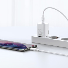 Carregador de rede rápido 4W 3A com cabo branco USB-C 1M