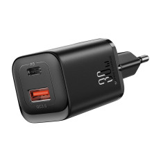 Fast 30w USB-A réseau de chargeur réseau et USB-C PD QC AFC FCP Noir