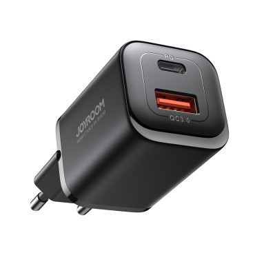 Snabb 30W USB-A-nätverkslastare och USB-C PD QC AFC FCP svart