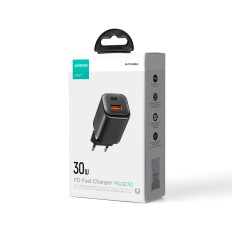 Snabb 30W USB-A-nätverkslastare och USB-C PD QC AFC FCP svart