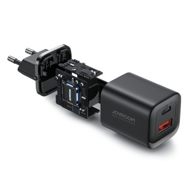 Snabb 30W USB-A-nätverkslastare och USB-C PD QC AFC FCP svart