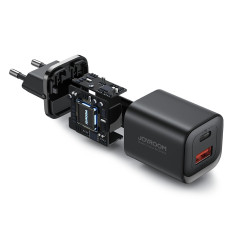 Snabb 30W USB-A-nätverkslastare och USB-C PD QC AFC FCP svart