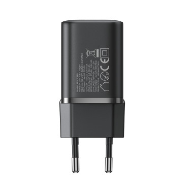 Snabb 30W USB-A-nätverkslastare och USB-C PD QC AFC FCP svart