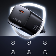 Omrežni polnilnik serija hitrosti 30W USB-C PD QC AFC FCP Black