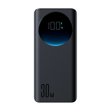 PowerBank ar 30W 20000mAh zibspuldzi + USB-a kabelis - USB-C 25cm melns