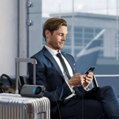 Powerbank με φακός 30W 20000mah + καλώδιο USB - ένα USB-C 25cm μαύρο