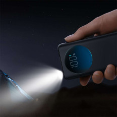 Powerbank με φακός 30W 20000mah + καλώδιο USB - ένα USB-C 25cm μαύρο