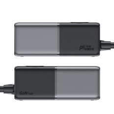 Estação de carregamento de recepção Z2 Gan 75W PD 3x USB-C 2x USB-A Preto e Cinza