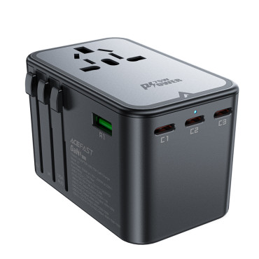 Universal Travel Charger Gan 2x USB-A 3x USB-C UK vtič UK EU Aus Black