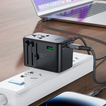 Universal Travel Charger Gan 2x USB-A 3x USB-C UK vtič UK EU Aus Black