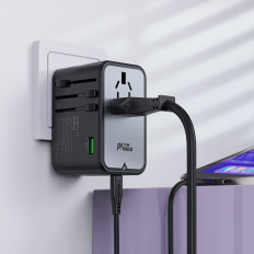 Universal Travel Charger Gan 2x USB-A 3X USB-C JK kištuko JK ES AUS juoda