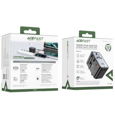 Universal Travel Charger Gan 2x USB-A 3x USB-C UK vtič UK EU Aus Black