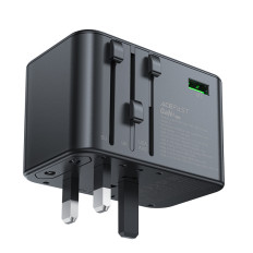 Universal Travel Charger Gan 2x USB-A 3x USB-C UK vtič UK EU Aus Black