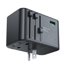 CARGADOR DE VIAJE UNIVERSAL GAN 2X USB-A 3X USB-C UK CLUP UK UE AUS BLACK