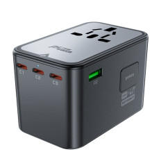 Universal Travel Charger Gan 2x USB-A 3x USB-C UK vtič UK EU Aus Black