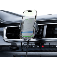 Automobilio laikiklis telefone su indukciniu krautuvu D17 - Juoda