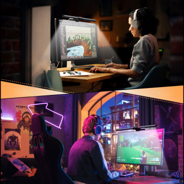 LED-valaisin tietokoneen monitorin näytöllä taustavalossa 2700K-6500K harmaa