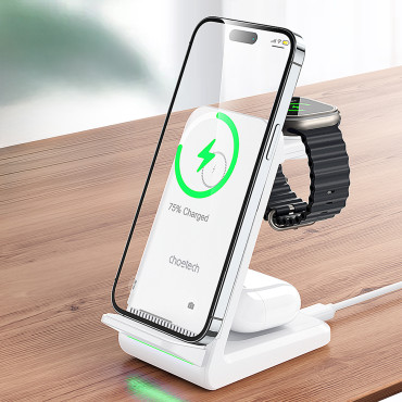 4In1 iekraušanas stacija Choolyc T608 15W White indukcijas lādētājs