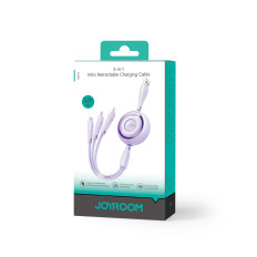 3In1 krāsains kabelis krāsains sērija USB-A USB-C / iPhone zibens / microusb 1m violeta