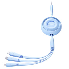 3In1 krāsains kabelis USB-A USB-C / iPhone zibens / microusb 1m zils