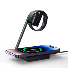 2in1 carregador de indução para relógio e smarda 15w magsafe qi dobrável preto