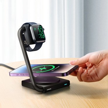 2in1 carregador de indução para relógio e smarda 15w magsafe qi dobrável preto